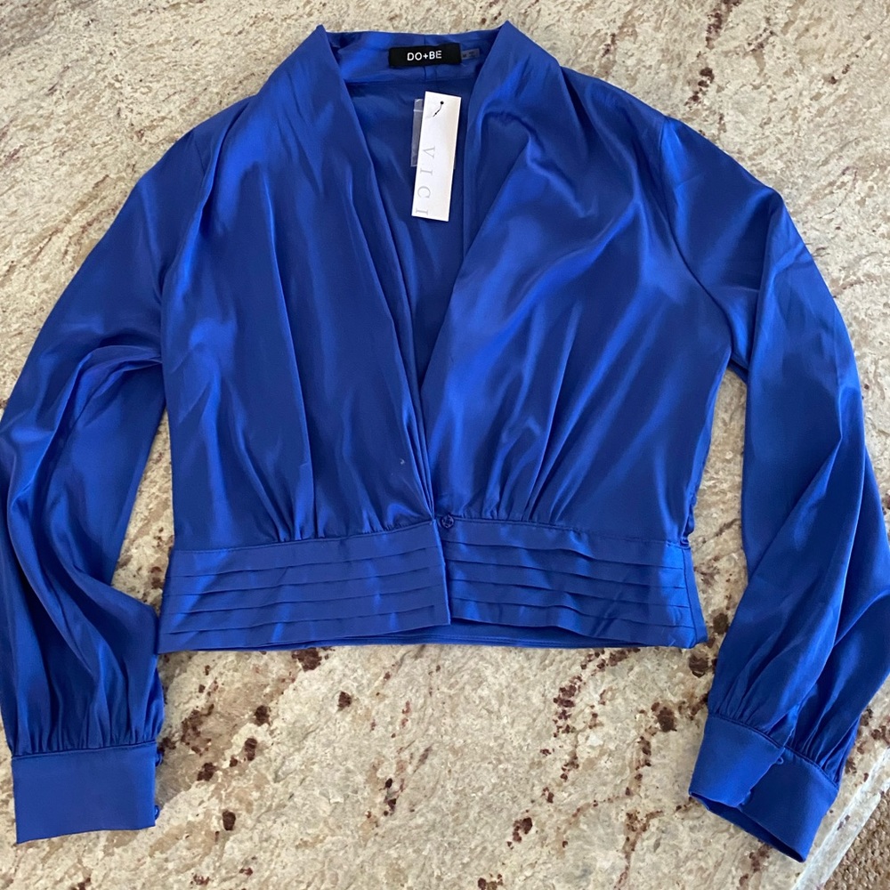 Satin royal blue blouse! Worn once for TV appearance. Size M